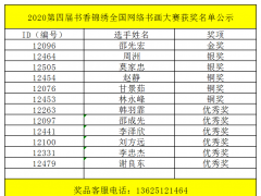 2020第四届书香锦绣全国网络书画大赛获奖名单公示